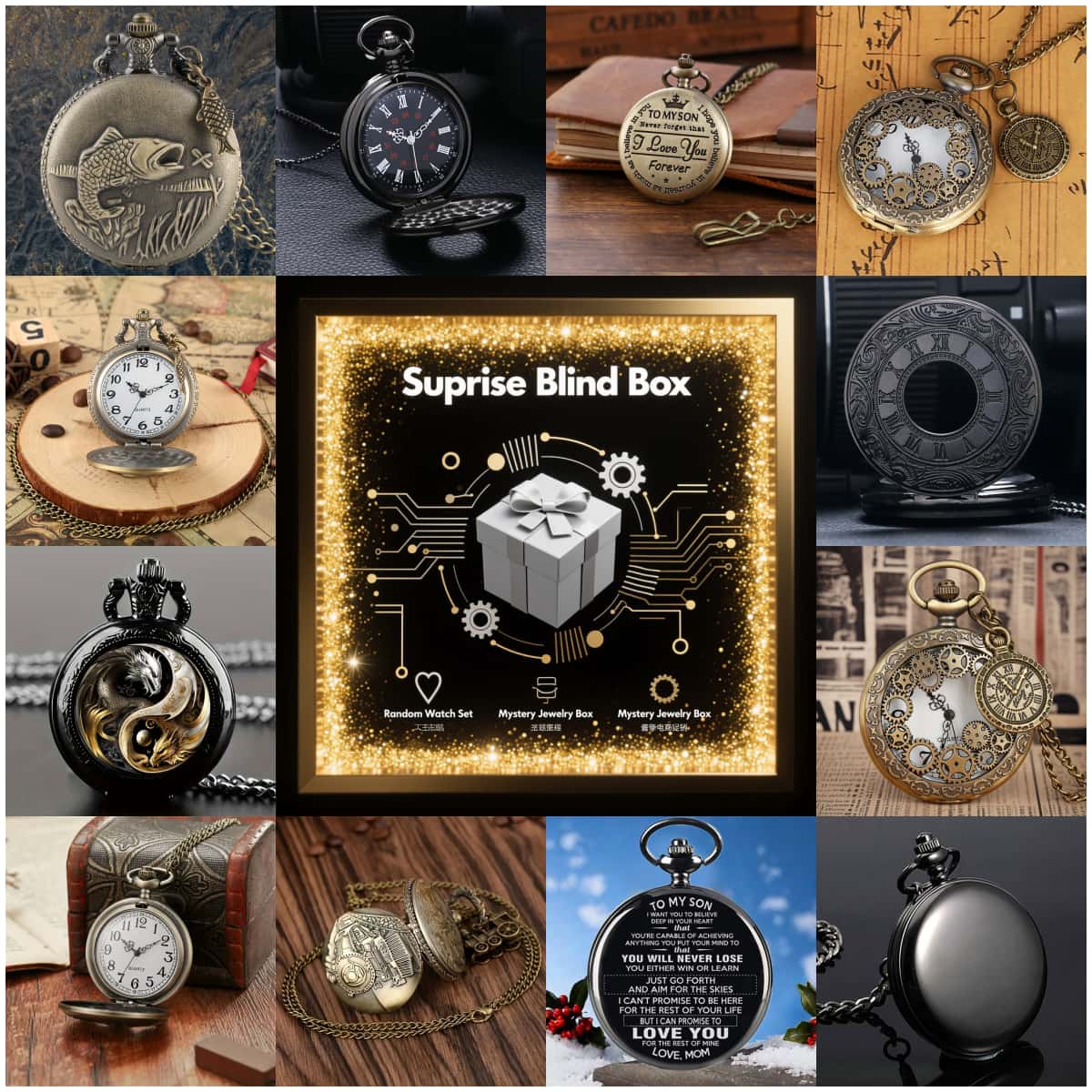 Fashion Women Watch - 1個入り サプライズ ミステリーウォッチ ブラインドボックス-ファッション ヴィンテージ メンズ