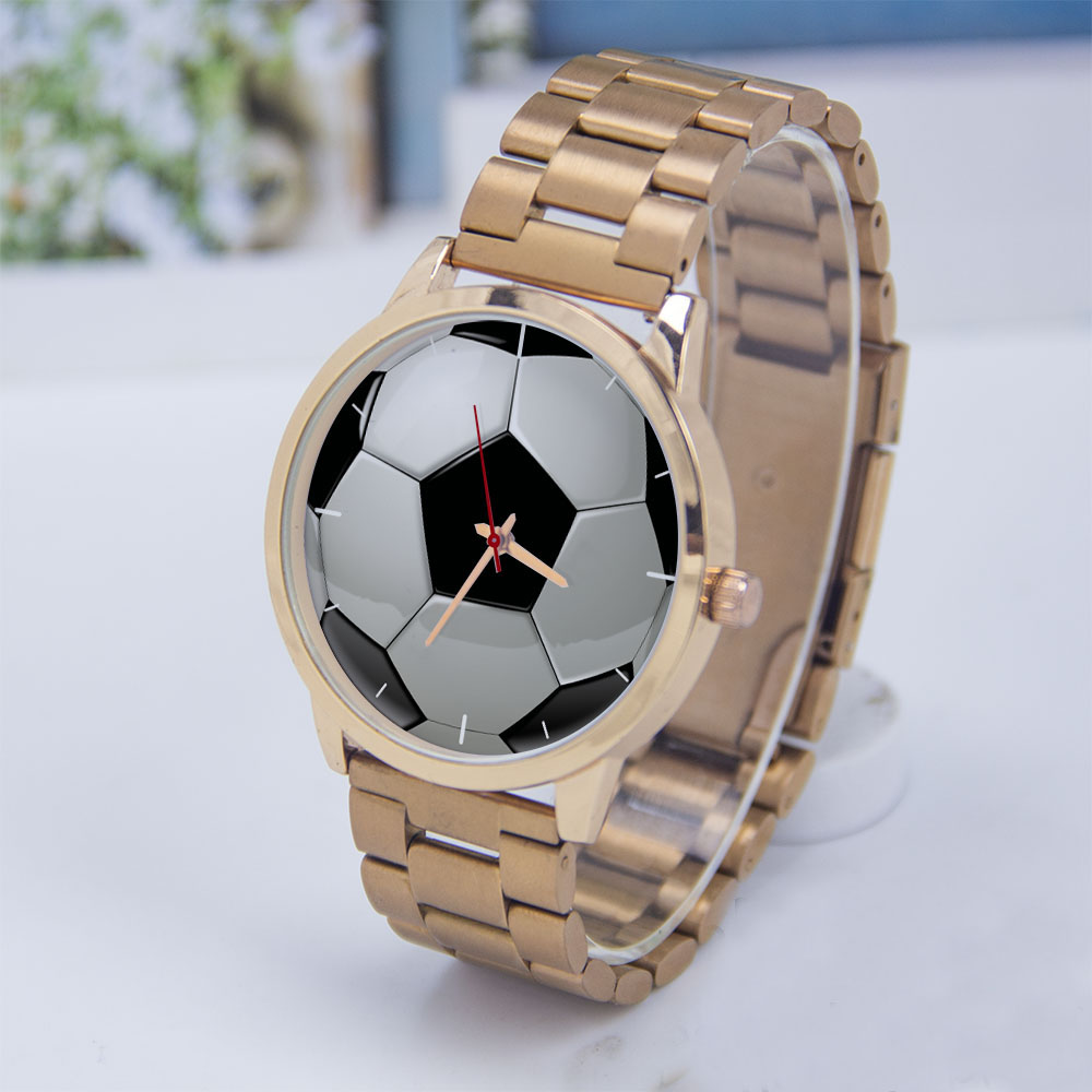 Fashion Women Watch - サッカー フットボール デザイン ファン シルバー メンズ腕時計