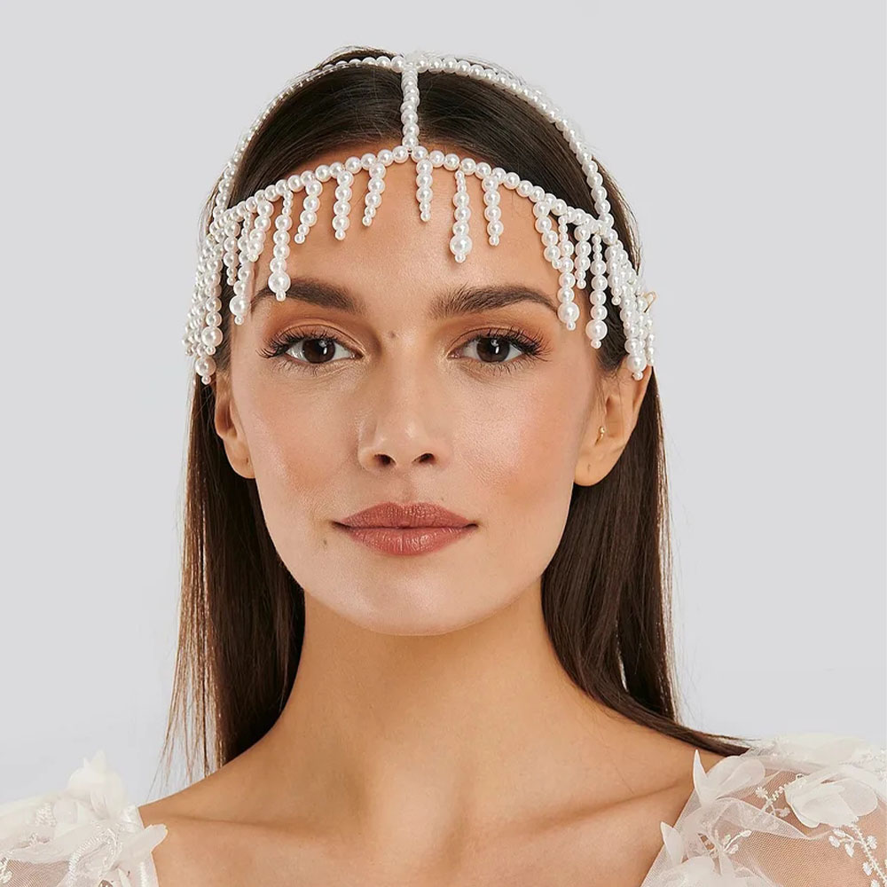 Women'S Fashion Roaring 20S - Stonefans-クリスタルキャップ付きパールフリンジヘッドピース、ヘッドチェーン、20sを充電、タッセル付きの素晴らしいガッゲート、アートデコレーション用ヘアアクセサリー、パーツギフト