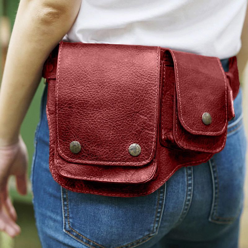 Women'S Fashion Utility Belt - レッグバッグ サイバッグ 女性用 ファニーパック 中世風 PUレザー