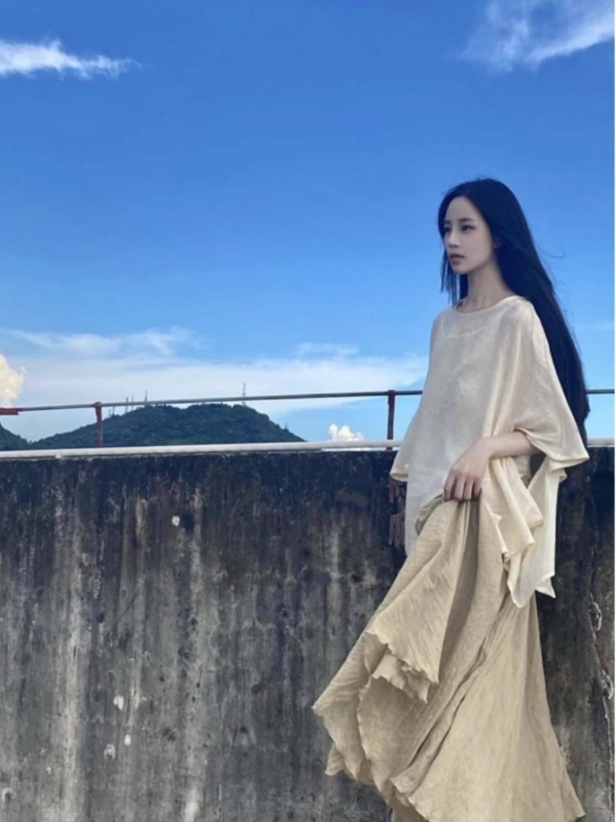 Asymmetric Top Women - ルーズ中国風仏教禅スカートセット女性の夏のファッション 3 点セット非対称ヘムラインミディスカートトップハーフレングススカート