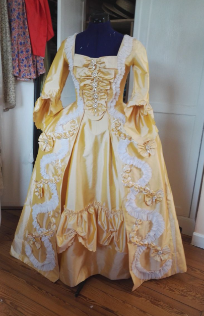 Women Fashion Gown - ロココファッションドレスコスチューム女性女の子1770年代女王プリンセスロココイエローレースボールガウン