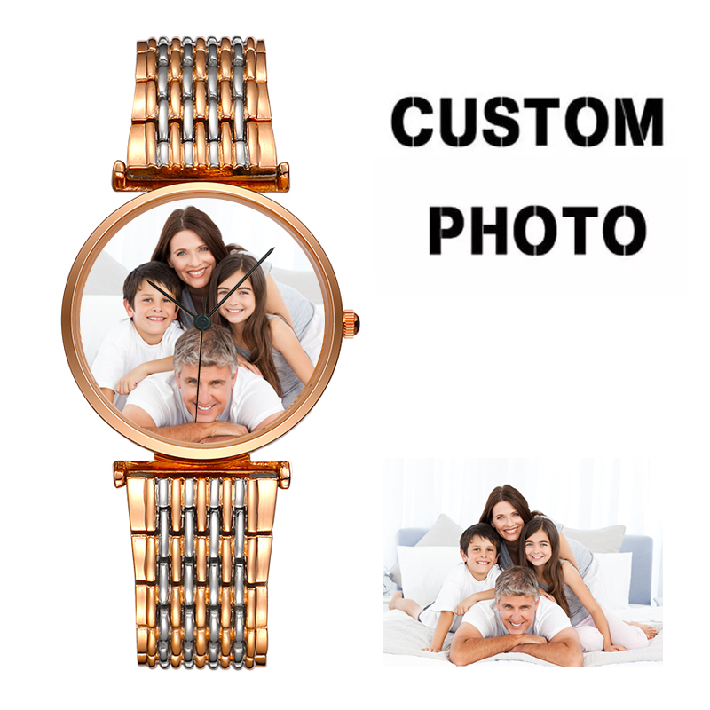 Fashion Women Watch - 女性用腕時計カスタムダイヤル写真画像合金時計独自のロゴを作成