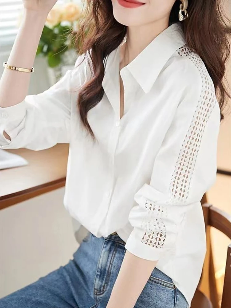 女性のための店のラペルシャツとブラウス,白,高品質の美的,モ - Women'S Y2K Fashion Aesthetic のレビューと価格