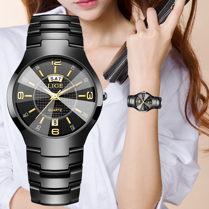 LIGE ファッションエレガントな女性の腕時計高級セラミック - Fashion Women Watch のレビューと価格