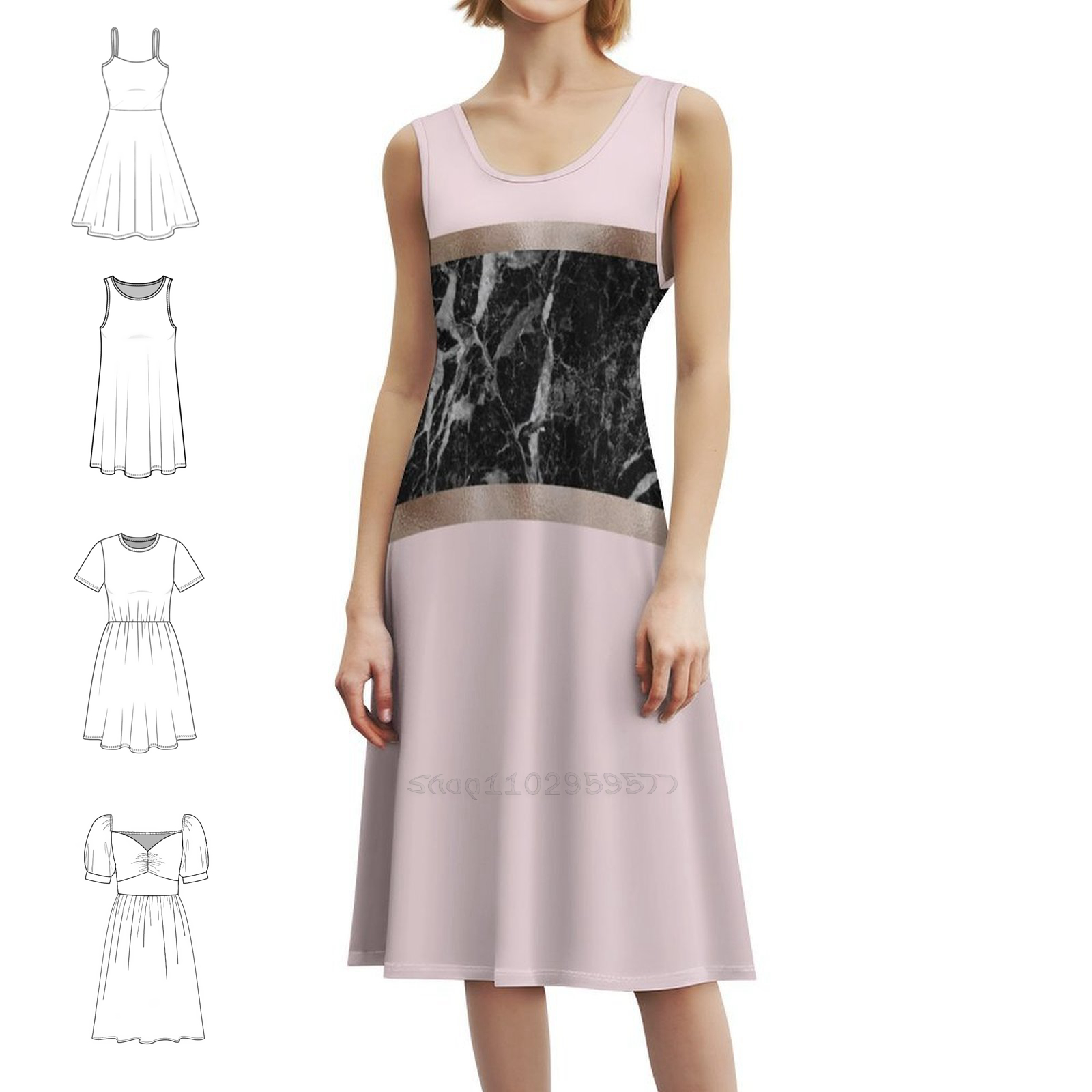 ストロベリー アンド クリーム - ブラック マーブル &  - Women Fashion Gown のレビューと価格