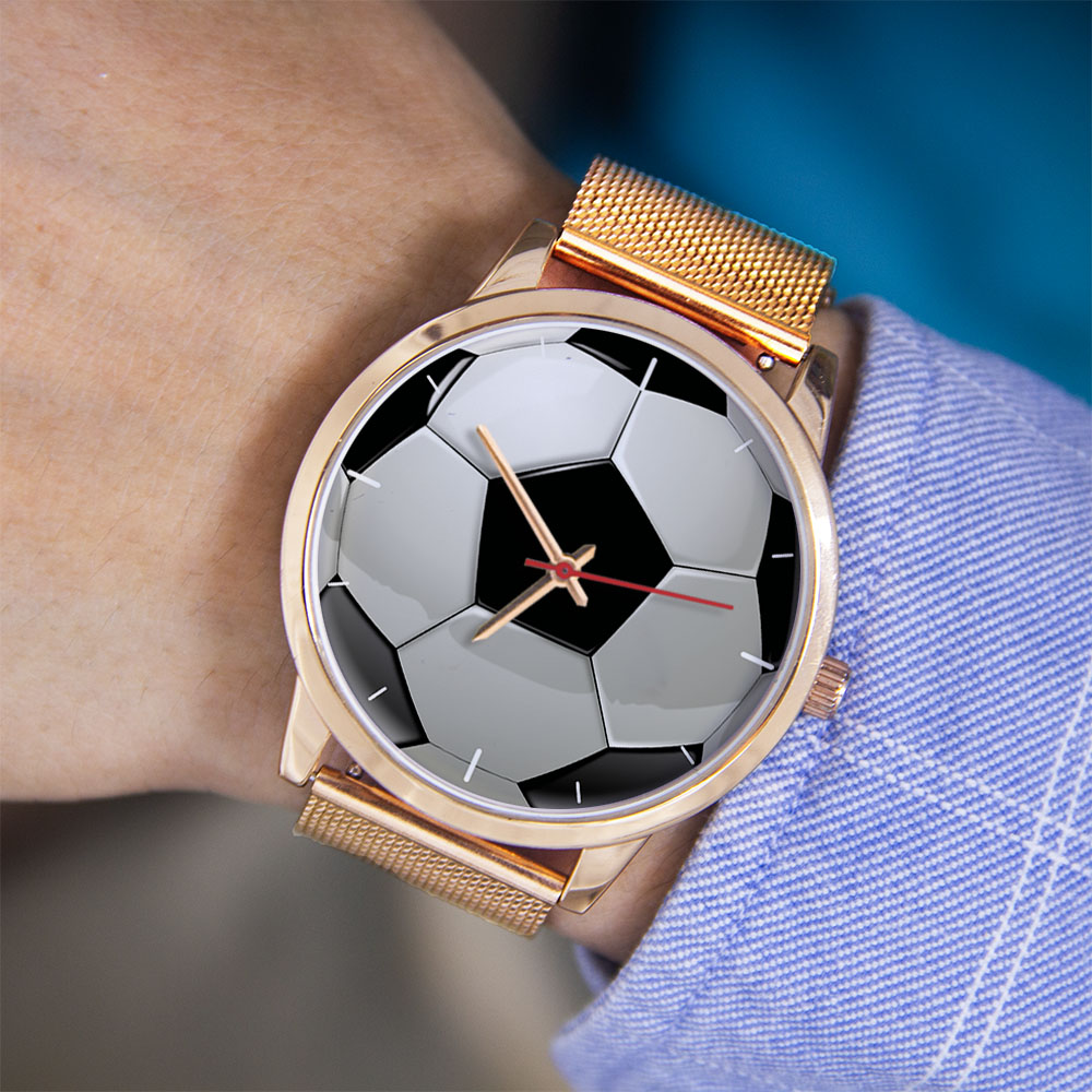 サッカー フットボール デザイン ファン シルバー メンズ腕 - Fashion Women Watch のレビューと価格