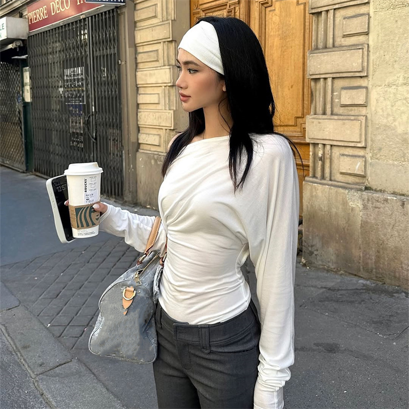 2026年 レディース ワンショルダートップ 長袖Tシャツ  - Asymmetric Top Women のレビューと価格
