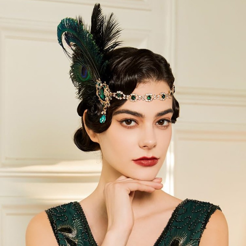 1920 年代のフラッパー ピーコック フェザー ヘッドバン - Women'S Fashion Roaring 20S のレビューと価格