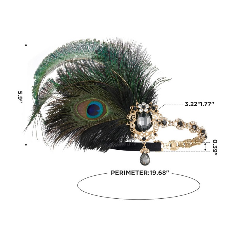 1920 年代のフラッパー ピーコック フェザー ヘッドバン - Women'S Fashion Roaring 20S のレビューと価格