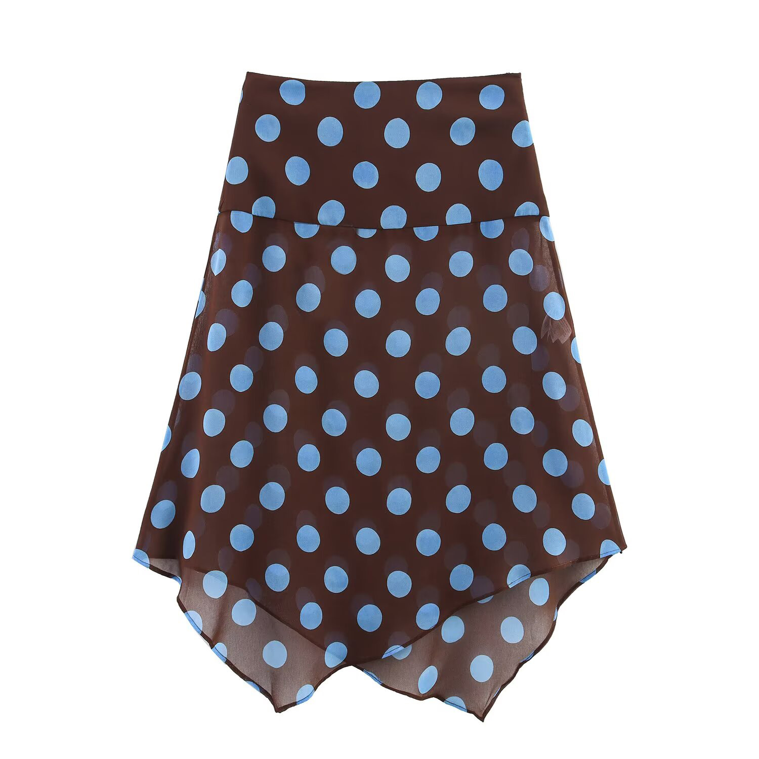 夏の新しい女性の薄いスカーフ水玉模様の首輪トップ非対称ミッド - Asymmetric Top Women のレビューと価格