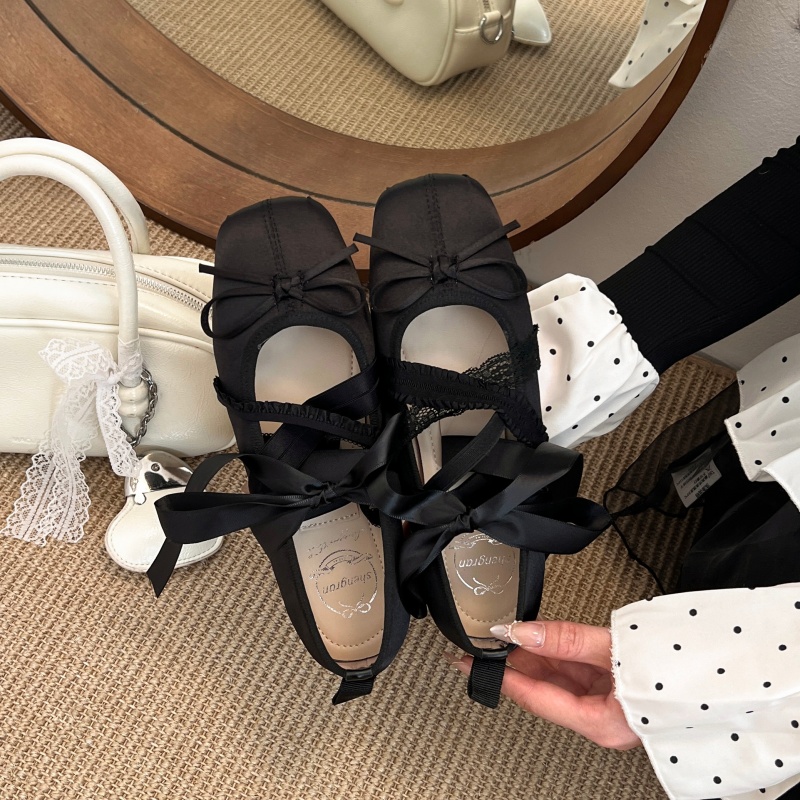 新作春快適レースアップバレエスクエアトゥローカットフラットシ - Women Fashion Trend 2026 のレビューと価格