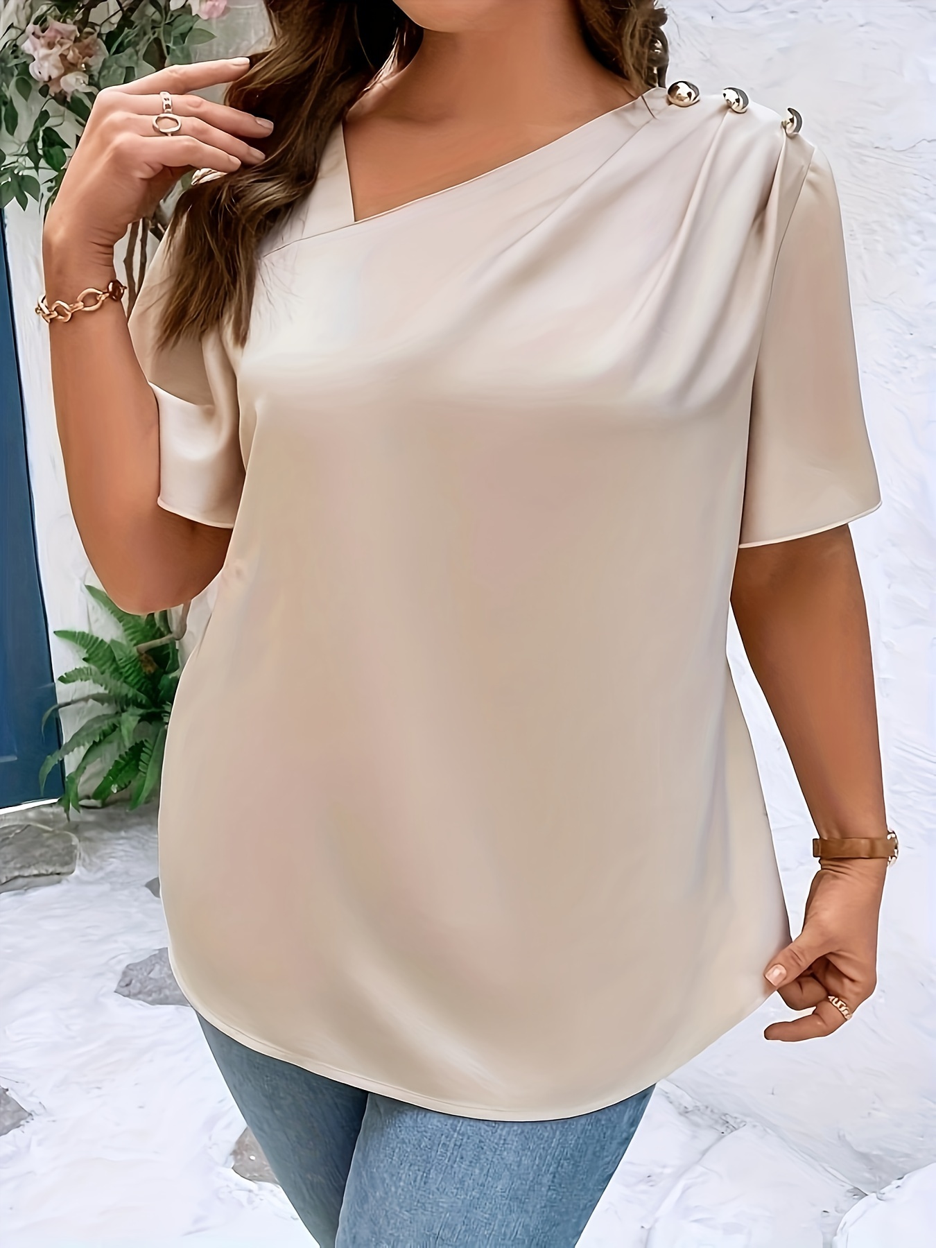 プラスサイズ気質ブラウスカジュアルルーズ女性シャツエレガント - Women'S Fashion Jersey のレビューと価格