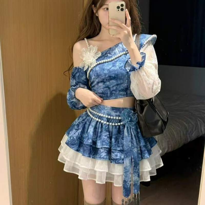 和風ヴィンテージエレガントロリータスカートセット レディース - Asymmetric Top Women のレビューと価格