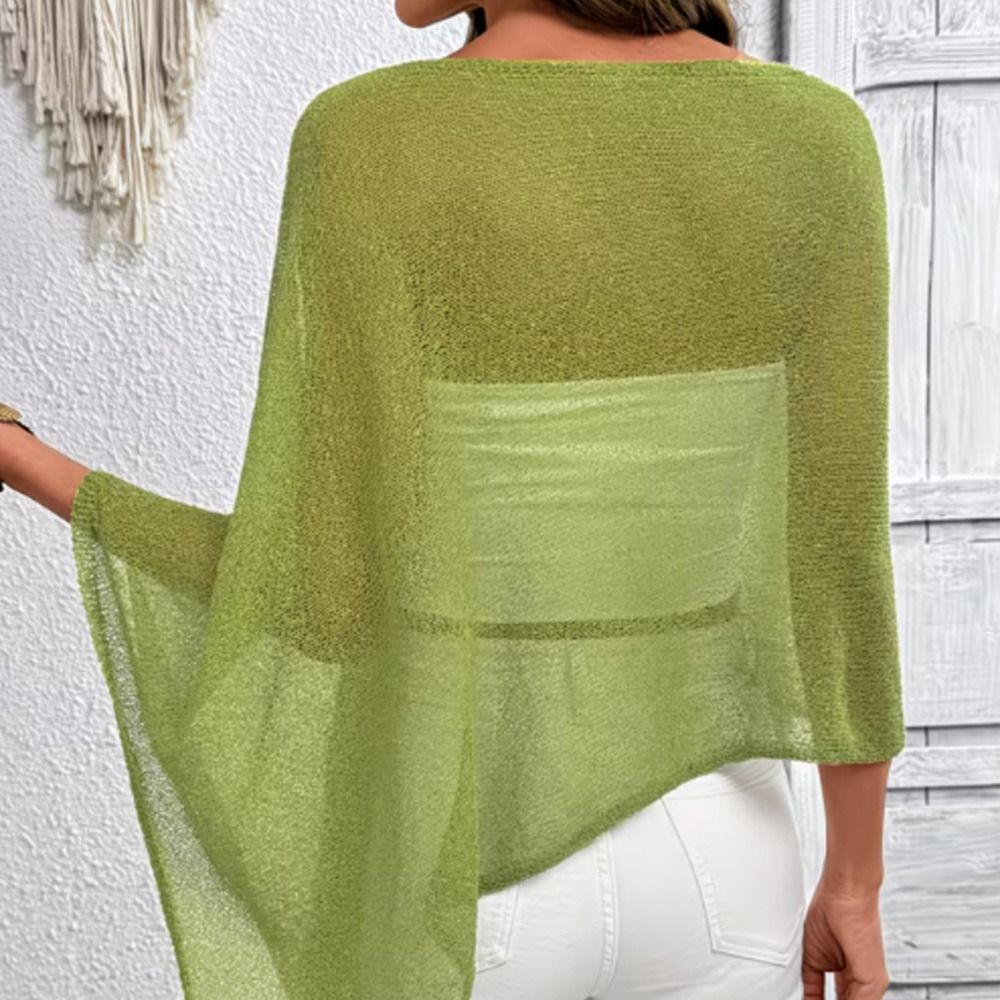 スタイリッシュなオフショルダーポンチョトップス シアーデザイ - Asymmetric Top Women のレビューと価格