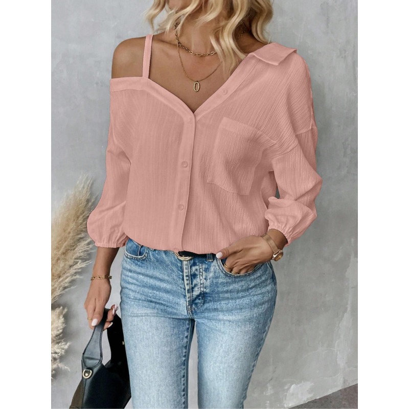 プラスサイズ1XL-5XL女性ブラウストップレディシングルブ - Asymmetric Top Women のレビューと価格