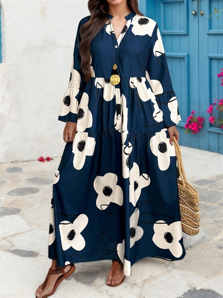 XL-4XL プラスサイズの服ドレス女性秋冬ローブ長袖ストリ - Xl Women'S Fashion のレビューと価格